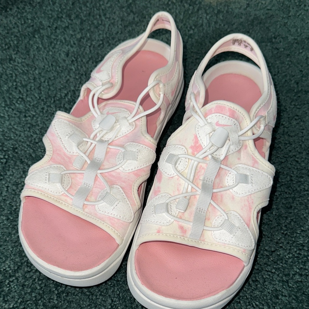 Pink and White Nike Airmax Sandals